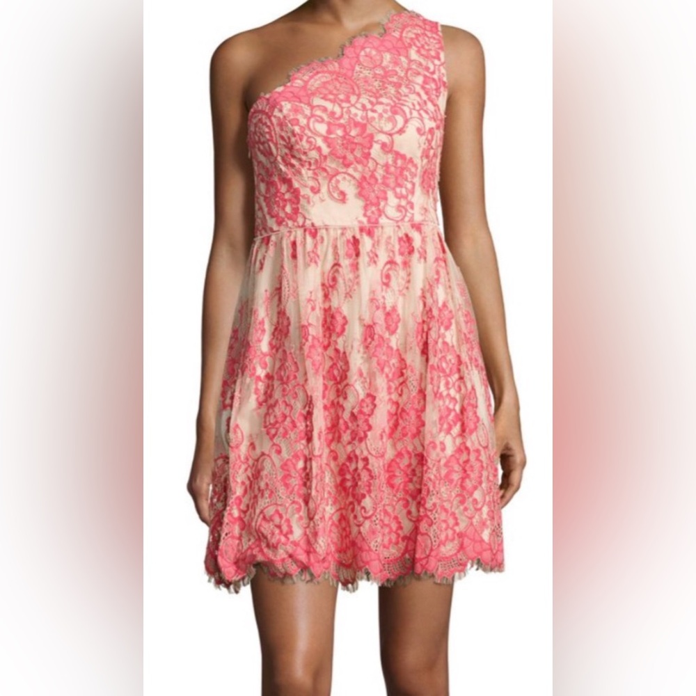 Elegant Pink Lace One-Shoulder Dress
